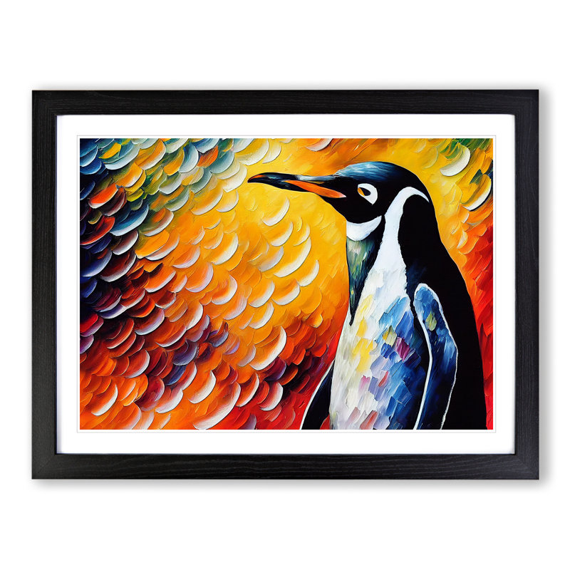 XH1022-6876X Penguin Painting Vol.2 Abstract - Single Picture Frame Print, Black, 34cm H x 46cm W x 2cm D