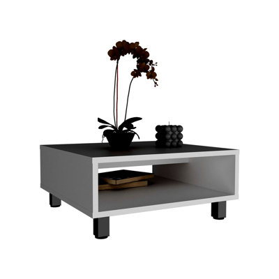 Table basse carrée minimaliste 10 po H avec rangement ouvert