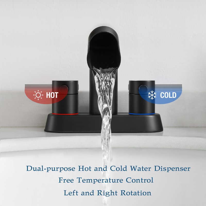2-handle Bathroom Faucet with Drain Assembly, Matte Black