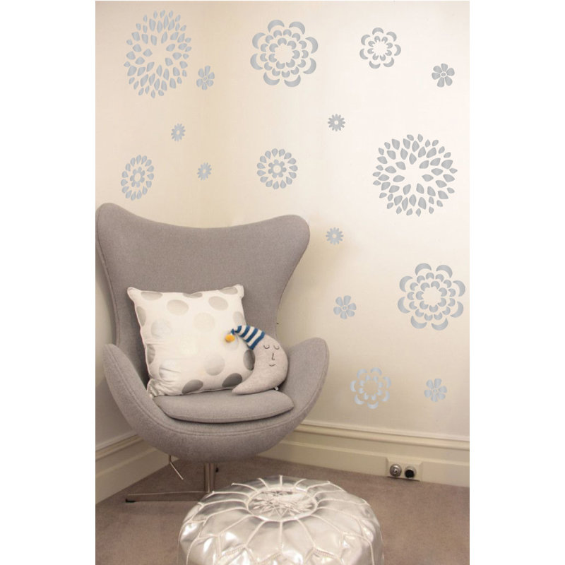 Plants & Flowers Non-Wall Damaging Wall Decal, 19" H x 24" W x 0.01" D, Silver