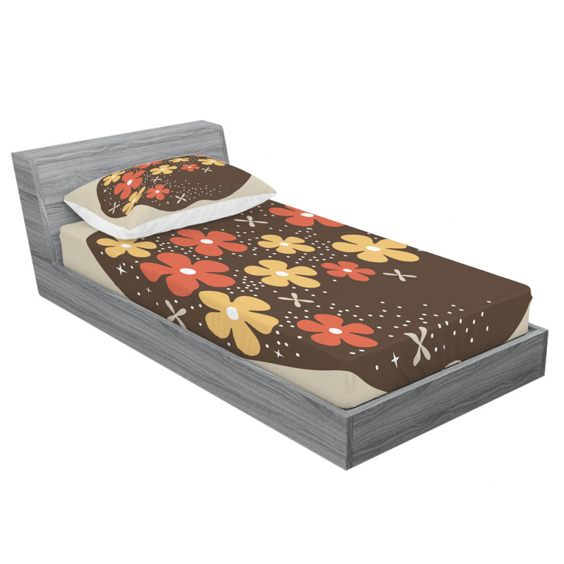 Microfiber Floral Sheet Set, Twin XL Sheet Set with Fitted Sheet