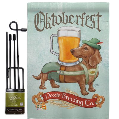 Doxie Brewing Co. Nature Pets Impressions Decorative 2-Sided Polyester 1.5 x 1.1 ft. Flag Set -  Breeze Decor, BD-PT-GS-110099-IP-BO-D-US18-WA