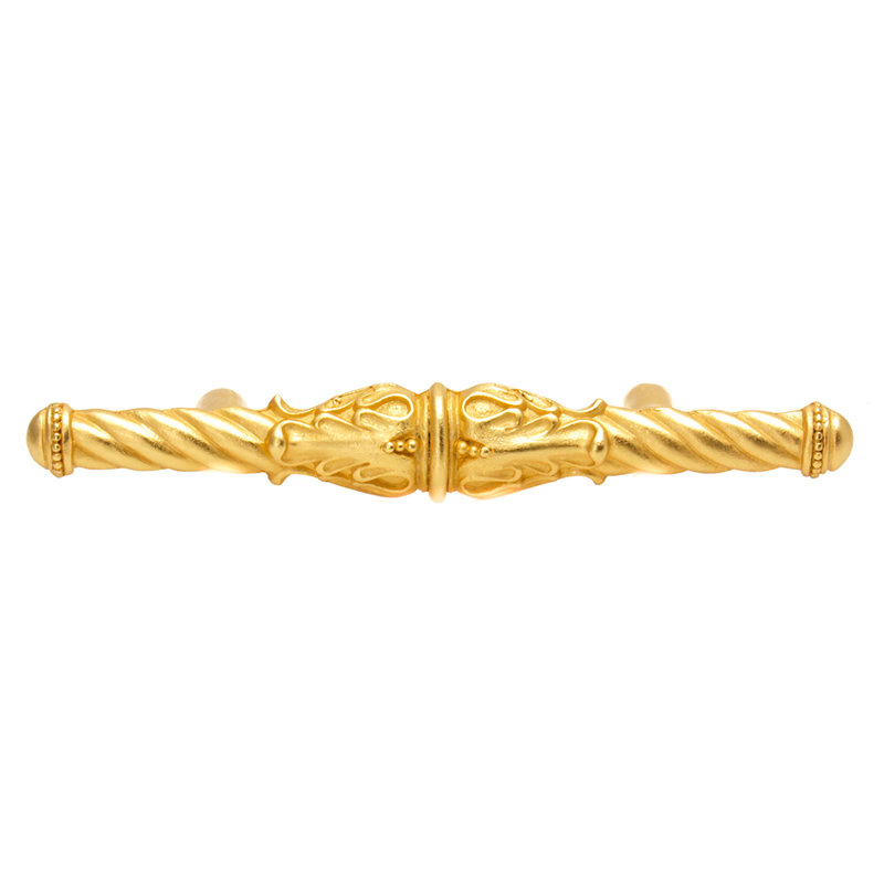 Acanthus 3 inches c.c. pull Romanesque style in Gilded Mercury, 3", Gold