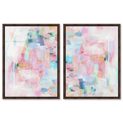 «Soft Glow» - Ira Colmeva, grand ensemble de 2 reproductions en acrylique encadrées par Art Remedy, cadre en noyer, 30 x 40