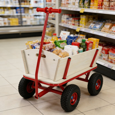 Wagon en bois à quatre roues pour enfants, capacité de 260 lb | Idée de cadeau