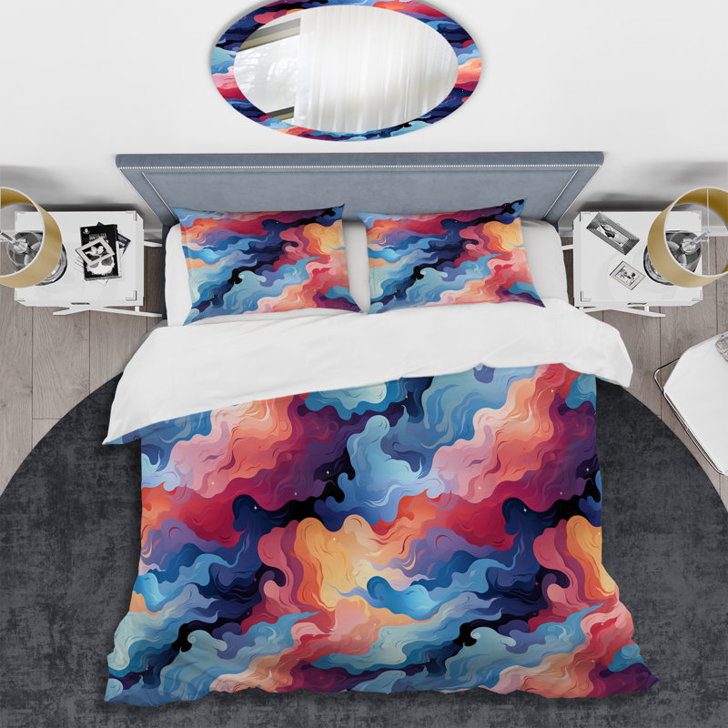 Celestial Disguise Undulation II - Ensemble de housse de couette abstrait - Microfibre de polyester