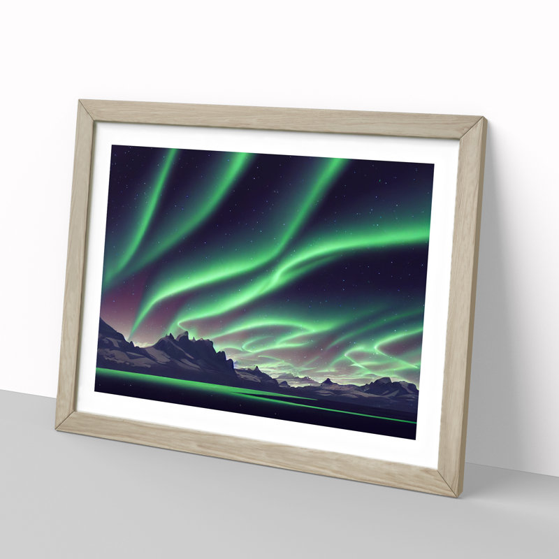Fabulous Aurora Borealis - Single Picture Frame Print, 34cm H x 46cm W x 2cm D, Oak Framed