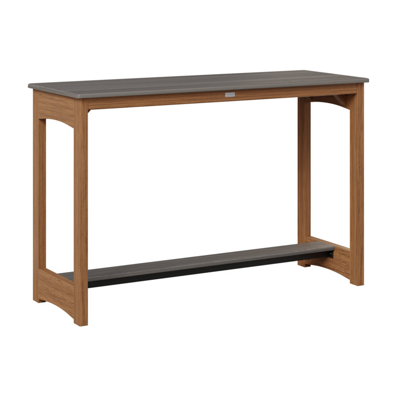 Balcony Outdoor Bar Table, Antique Mahogany, 38.5" H x 60" W x 22" D, Coastal Gray