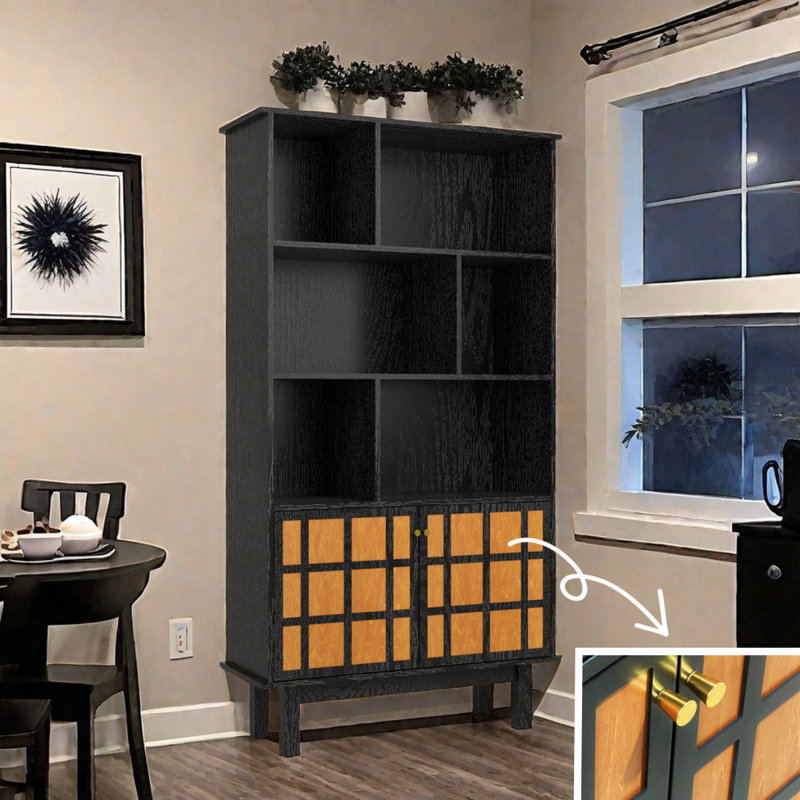 69 In Tall Bookcase With Doors And Shelves