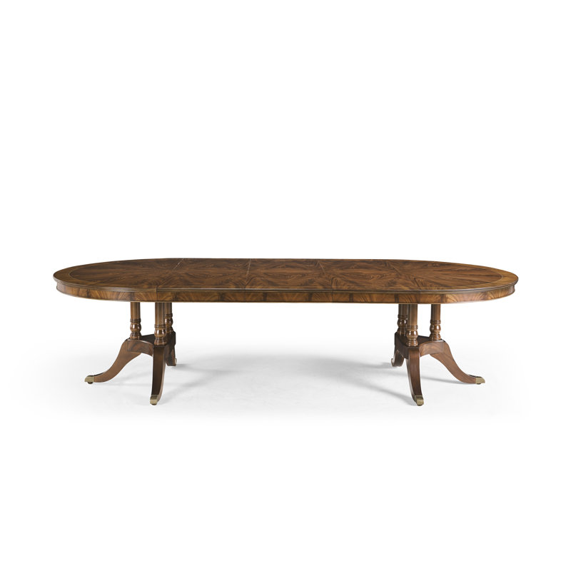 Round Mahogany Dining Table Opens To 10 Feet  Seats 12