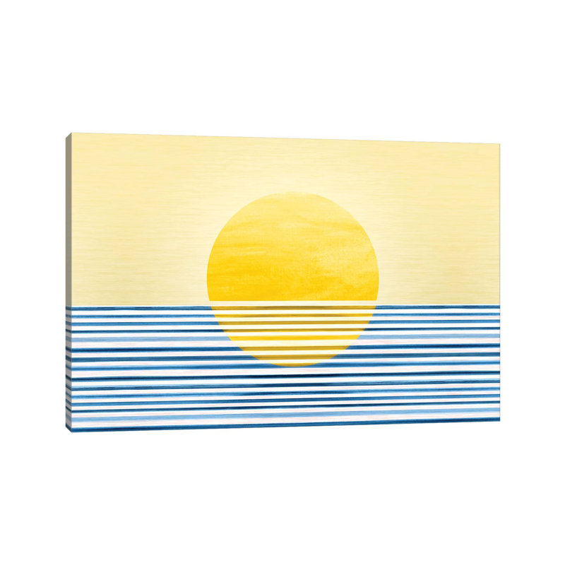 Sunset II-impression d’art graphique abstraite, H 8 po x l 12 po x P 0,75 po, Toile tendue, Pas de tapis