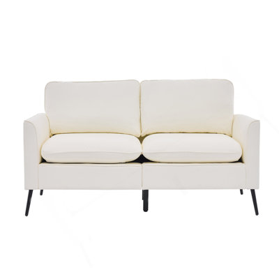 Cat Paw Leather Upholstered Sofa Loveseat,Nordic Retro Light Luxury Living Room Balcony Bedroom Single Casual Sofa Chair(Cream White)