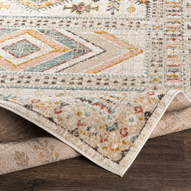 Tapis rose pâle / bleu sarcelle Laurentina Southwestern, Rectangle 7 pi 10 po x 10 pi 3 po