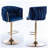 Set of 2 Velvet Upholstery Bar Stools – Chrome Footrest, Swivel, Height Adjustable Design for Kitchen or Bar-289279589