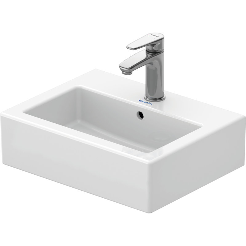 Duravit Vero Ceramic Rectangular Vessel Bathroom Sink with Overflow, Single, Yes