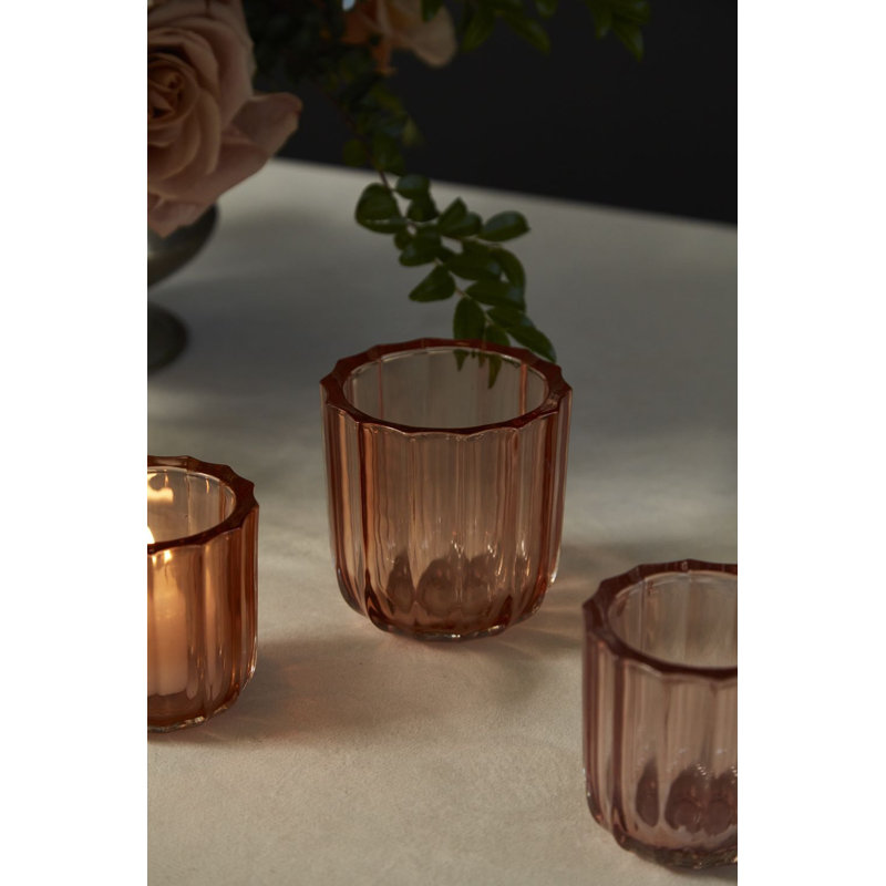 Janeisy 3.5" W Ribbed Glass Votive Holder