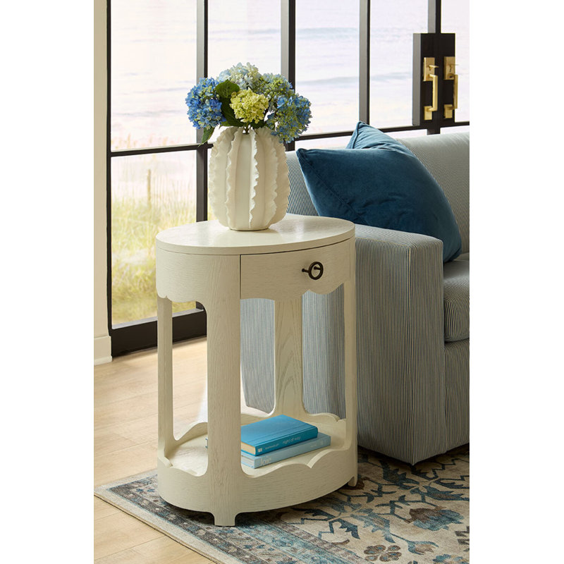 Scarlett 1-Drawer End Table, Glazed Whisper White