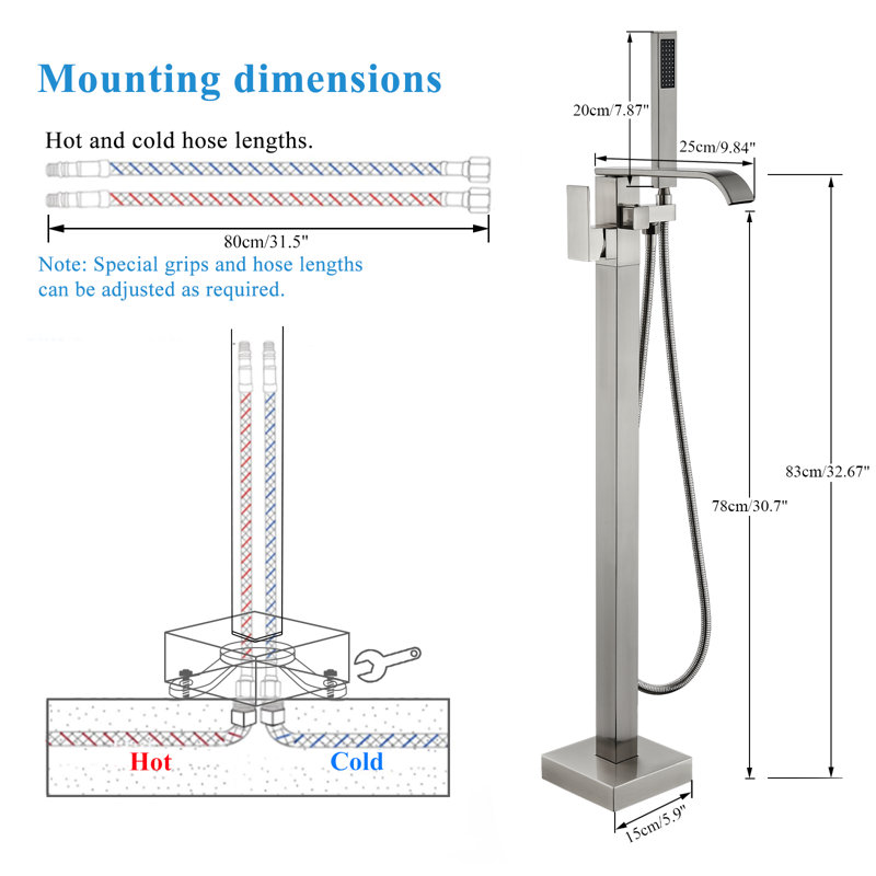 Bathroom Freestanding Tub Filler, Brushed Nickel