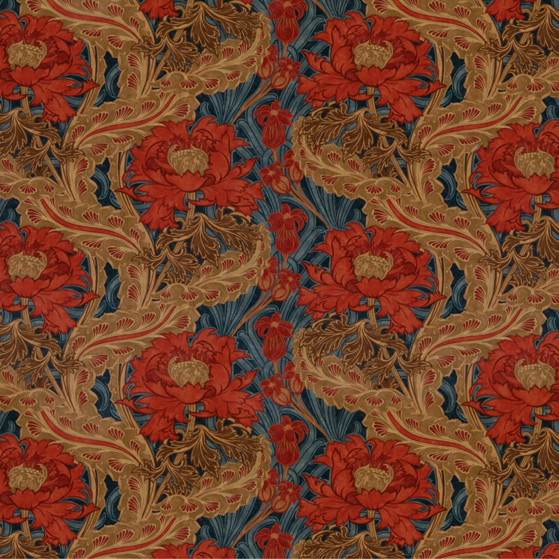 Original Brantwood Cotton Blend Fabric, Red/Blue