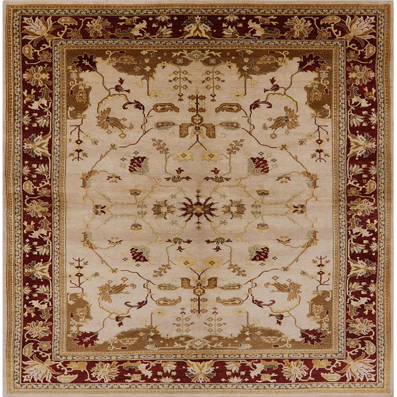 Tapis oriental rouge / brun / beige Baraboo, Carré 3 pi