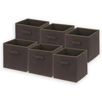 Boîte de rangement pliable cubique, brun, paquet de 6
