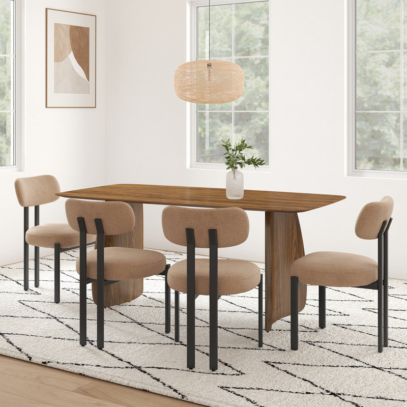 Ensemble de table de salle à manger Modern, 5 pièces: table, 4 chaises, Noyer, Kaki