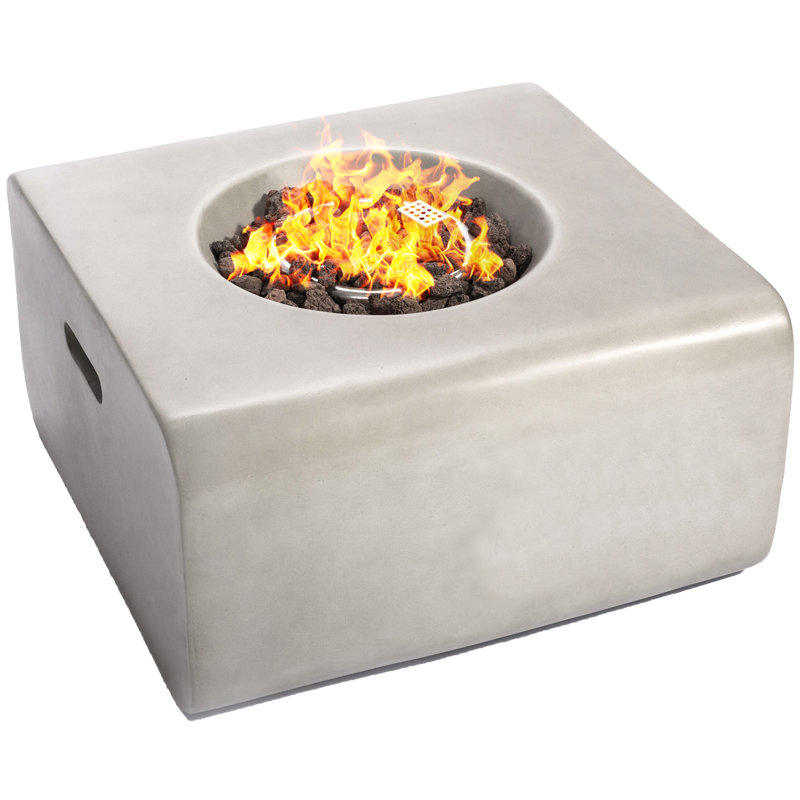 Lavish Garden & Patio Gas Fire Pit With Eco-Stone Finish, Light Grey