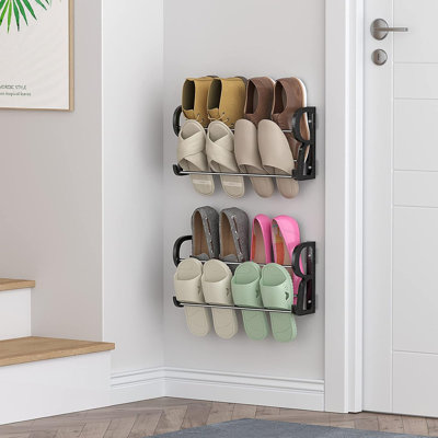 Paquet de 2 étagères à chaussures suspendues, étagère à chaussures murale avec supports de fixation adhésifs, étagère de rangement pour porte-chaussures mural, étagère à chaussures pour camping-car mural et rangement pour chaussures avec croch