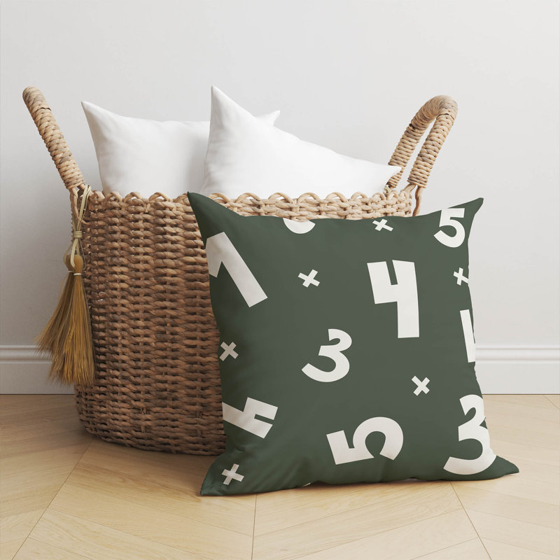 Coussin Numéros, H 26 po x l 26 po, Chimichurri / ivoire
