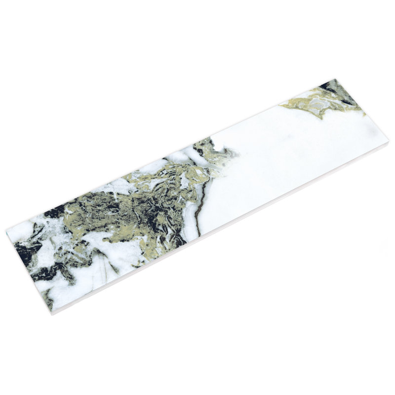 Touche 2 7/8 po X 11 3/4 po Carreau de porcelaine pour plancher et mur, Vert / blanc