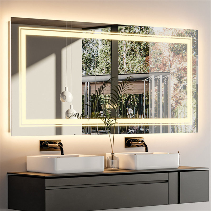 Ashawnti LED Illuminated Bathroom Mirror with Fog-Free Touch Sensor, 60cm H x 100cm W