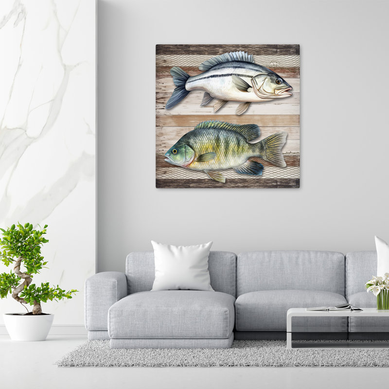 Lake Life Fish Contemporary Nature Art, 48" H x 48" W