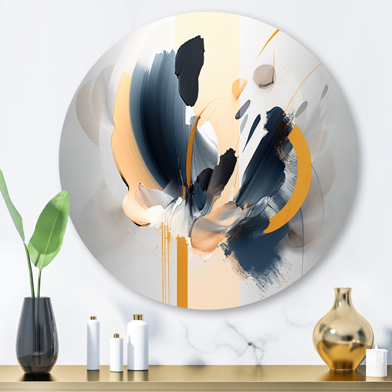 Abstrait fleur abstraite, art mural rond en métal, H 29 po x l 29 po x P 1 po