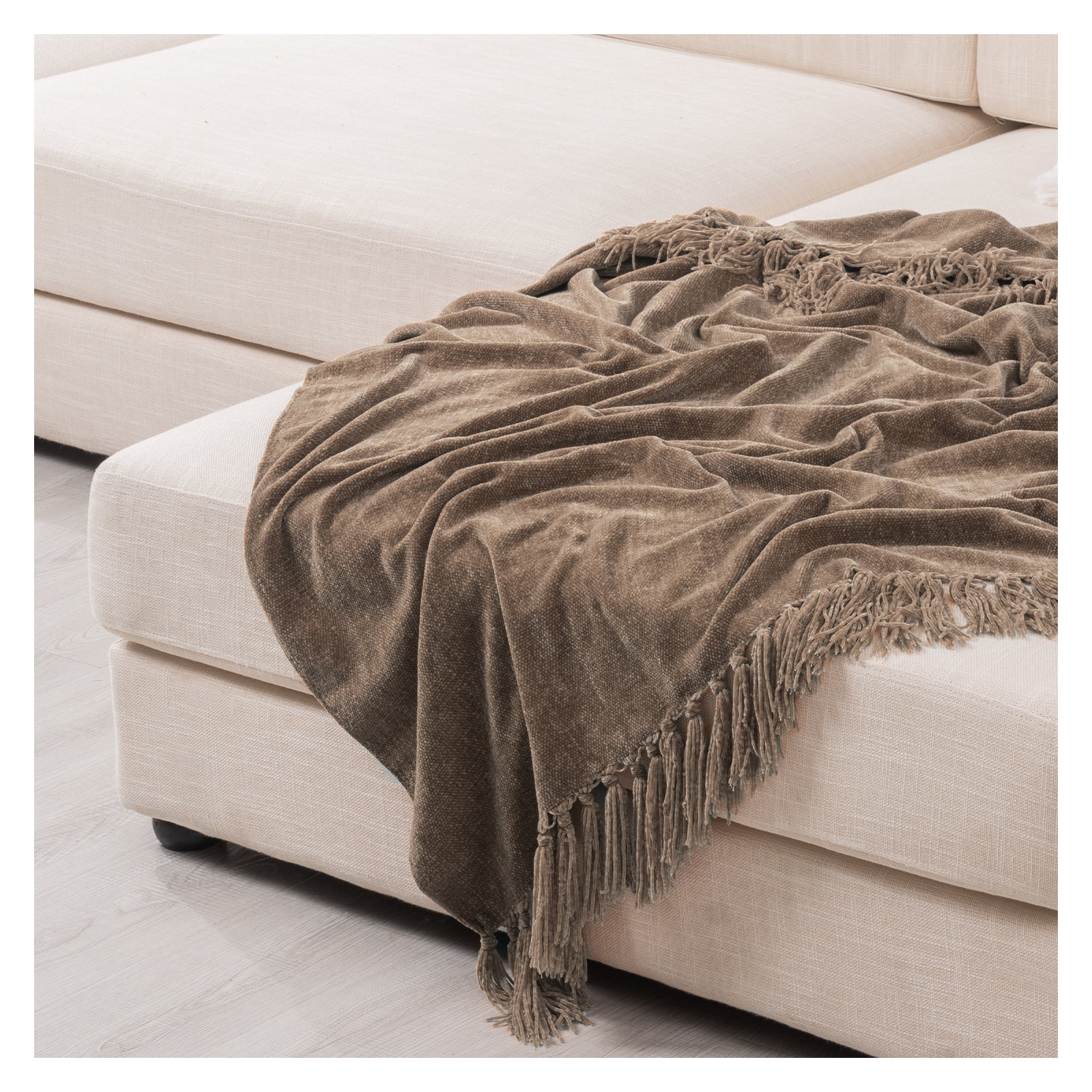 Soft Chenille Throw Blanket, Mocha Brown, 60" L x 50" W