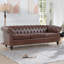 Canapé Chesterfield 84,6 po rembourré en similicuir avec accoudoirs roulés à 3 places et pieds en bois massif-683997144-733665474-733665473