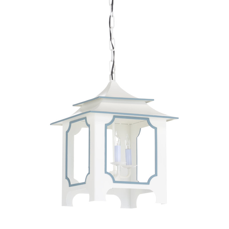 Lustre carré à 3 lumières Tole, Gris/bleu, H 18 po x l 13,5 po x P 13,5 po