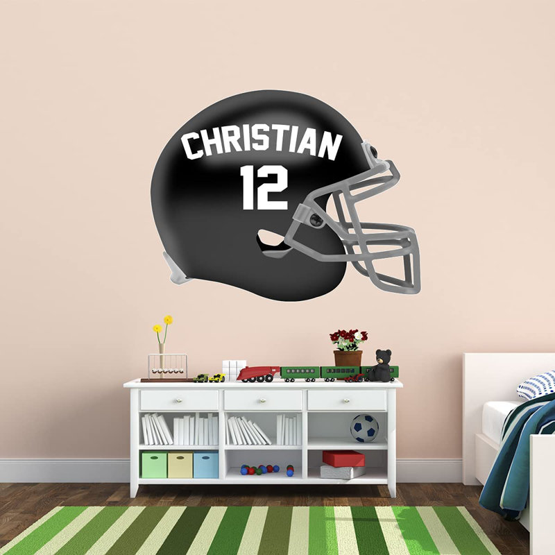 Adhésif mural casque de football, H 28 po x l 34 po, Noir
