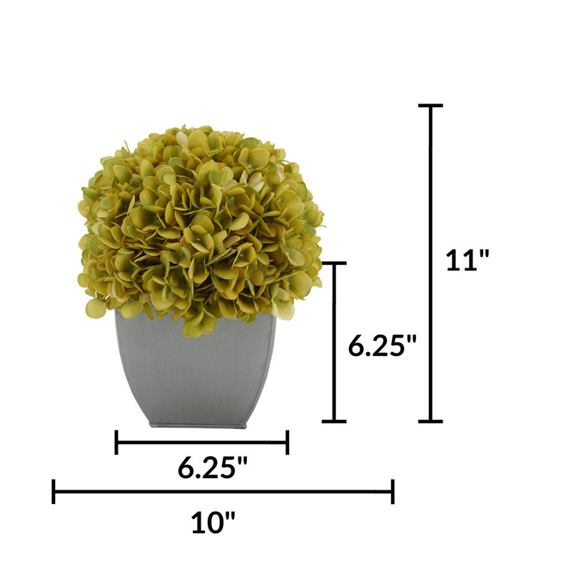Arrangement d'hortensia en pot synthétique, Sauge, Argent