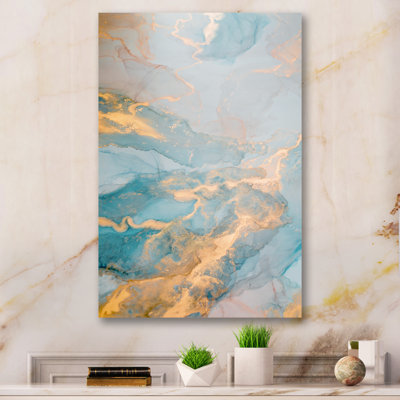 Turquoise luxueux et marbre doré II - peinture