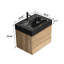 Meuble-lavabo 24 po avec lavabo une pièce noir mat, conception de grille unique, tiroirs muraux flottants en chêne flottant à fixation murale de couleur noyer, esthétique moderne