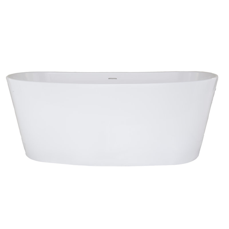 Newbury 66'' x 31'' Soaking Solid Surface Bathtub, Glossy White, Polished Brass