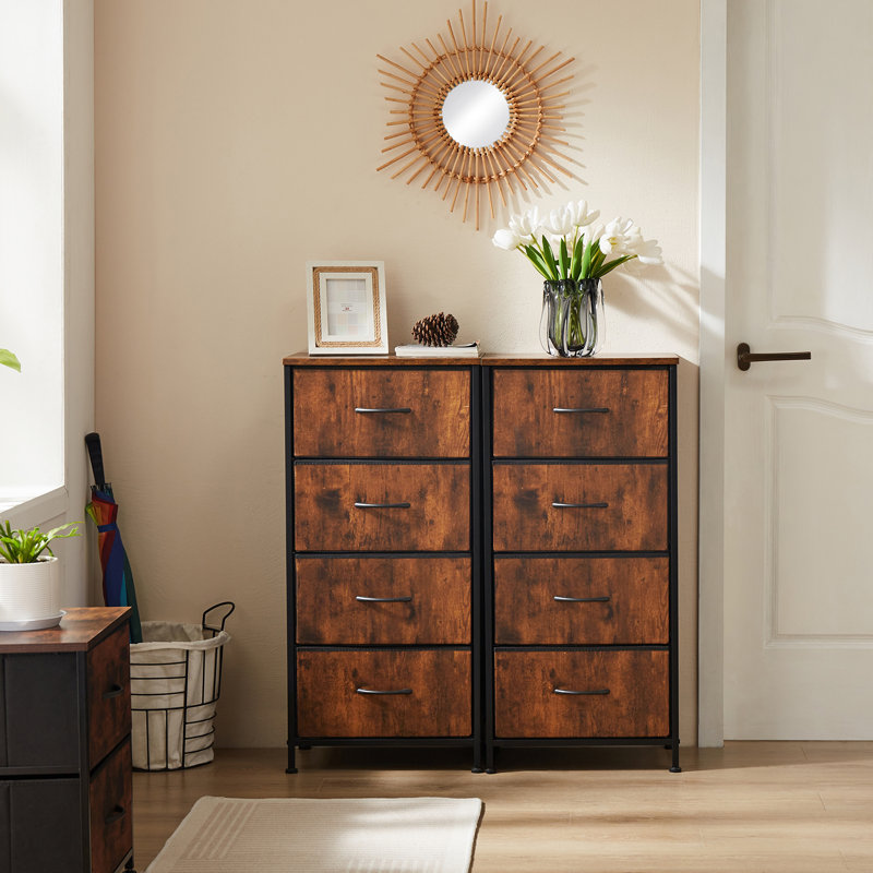 Enegess 4 Drawer Storage Dresser Chest, Brown/Black