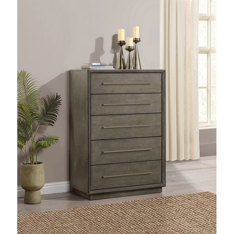 Carlwirt 5-drawer Bedroom Chest Taupe Oak, Brown