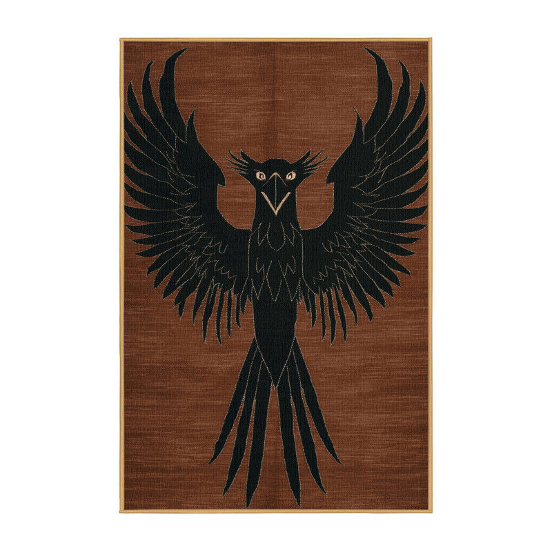 Washable Black Kite Birds Area Rug, Runner 2' x 5'