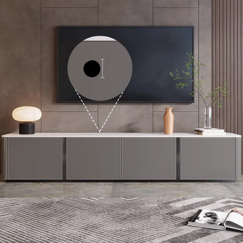 Meuble télé moderne en bois massif gris, H 17,72 po x L 15,75 po x l 78,74 po