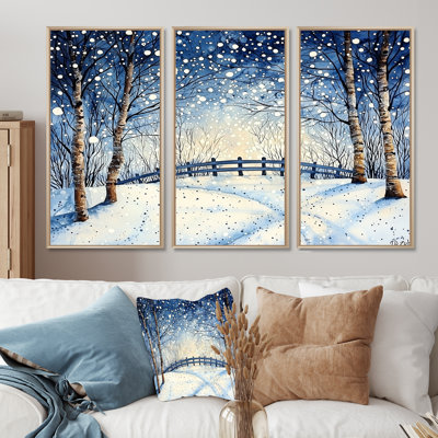 «Road to the Park In Winter I», ensemble de reproductions d'art mural paysage d'hiver