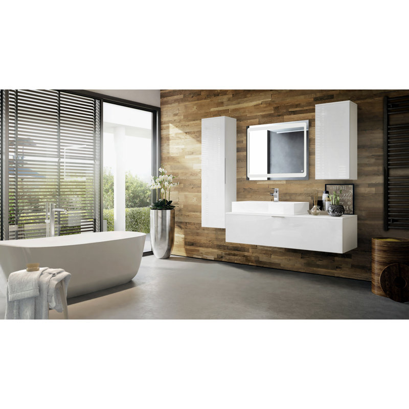 Aariyona 4-Piece Bathroom Furniture Suite, White, Does not feature a mirror