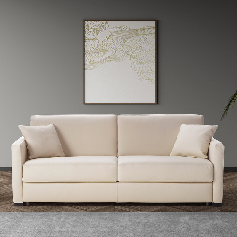 Canapé-lit en tissu de qualité supérieure Angeleca, Tissu beige clair HydraShield