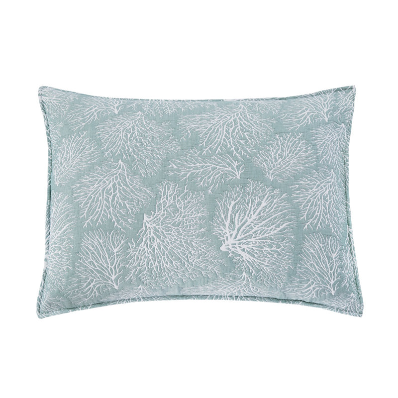 Coral Jacquard Reversible Quilt Set, Blue, King Quilt + 2 King Shams