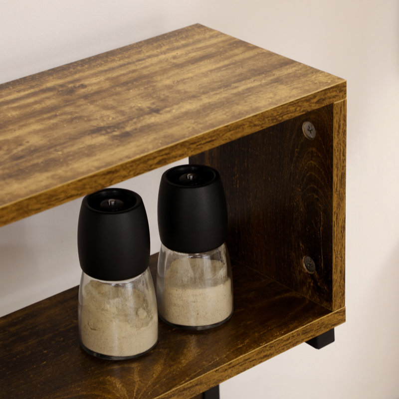 Rustic Brown Adjustable Kitchen Baker's Rack with Power Outlet